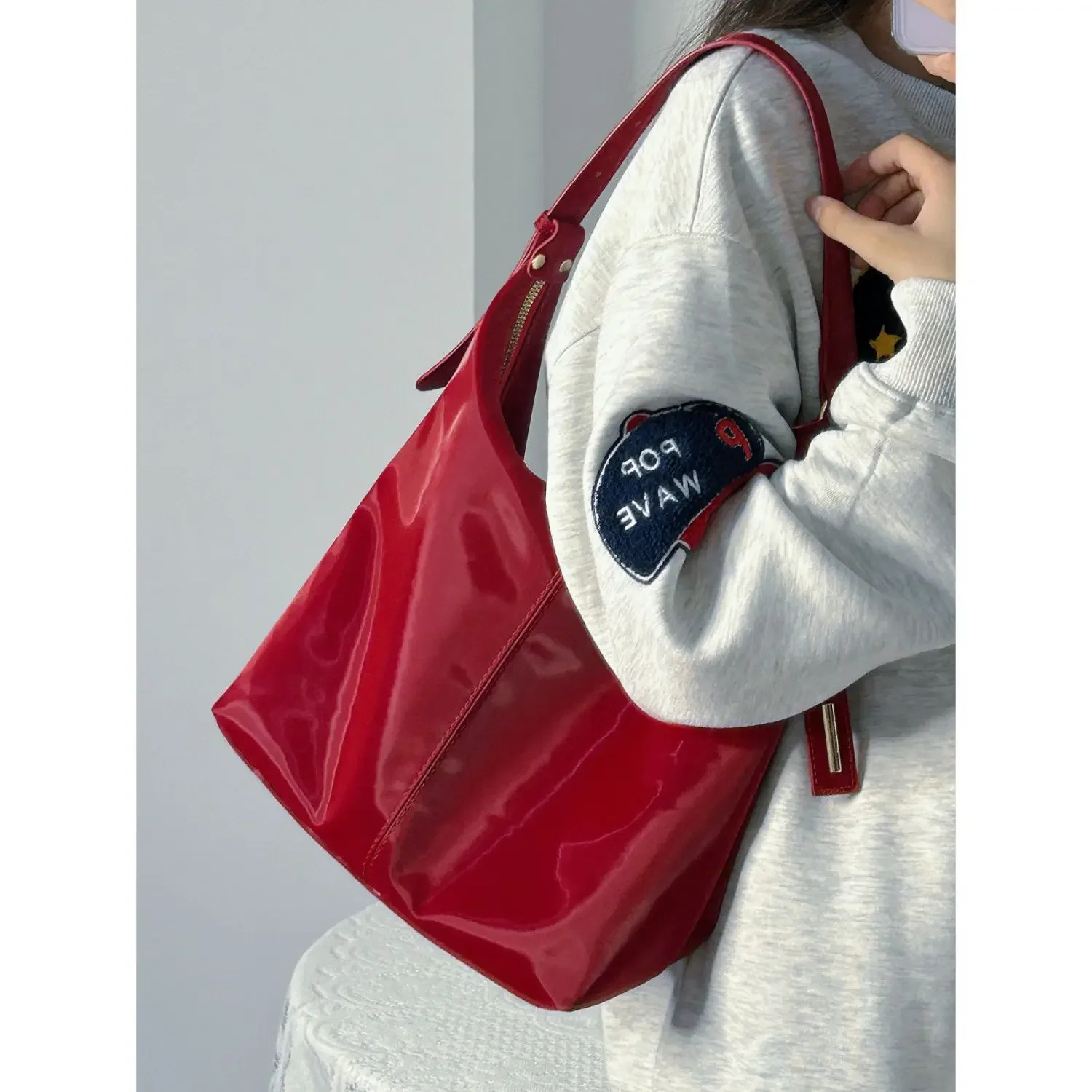 Miyagawa borsa Tote retrò di grande capacità per le donne 2023 nuova borsa a tracolla Versatile autunno/inverno di lusso rossa