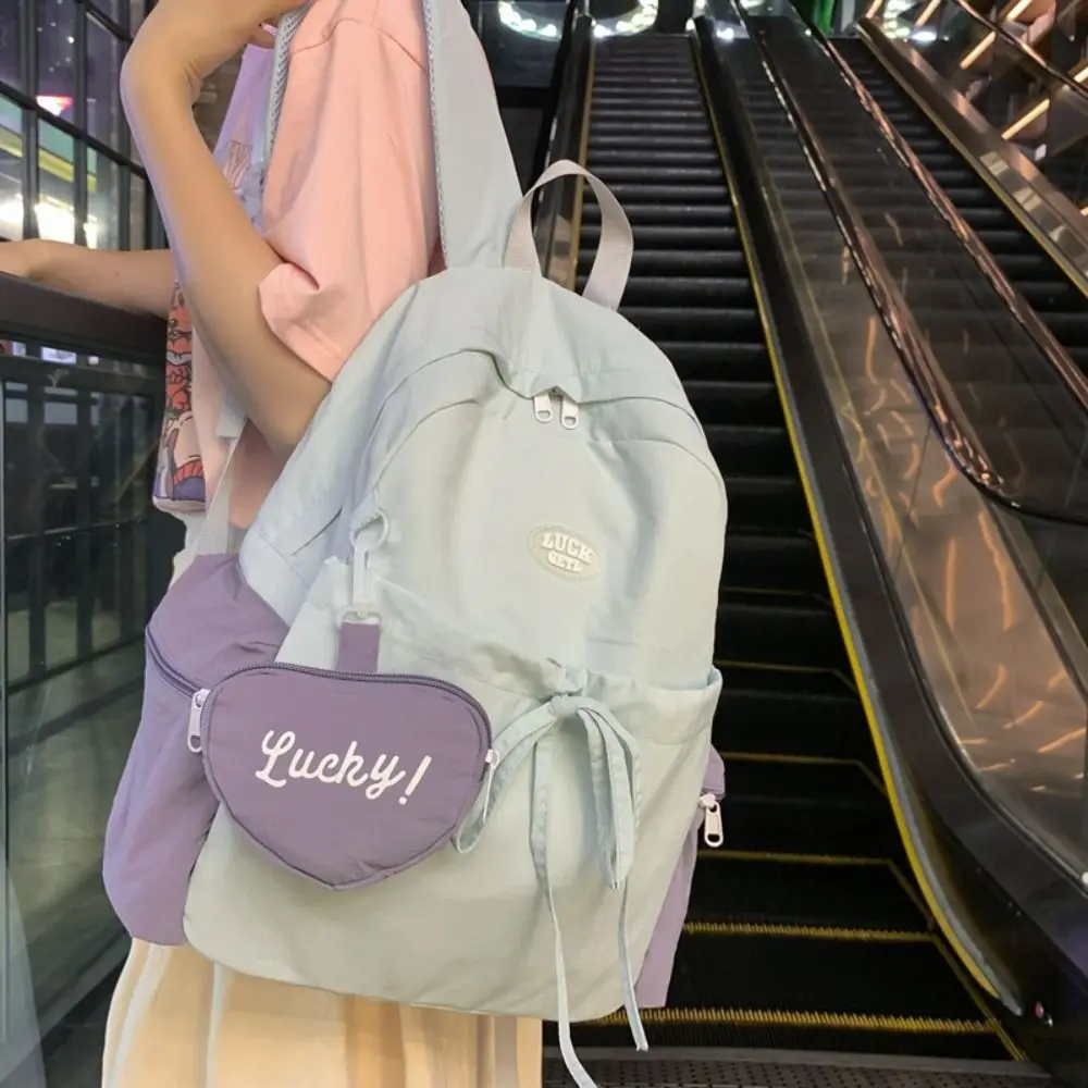 

Portable Nylon School Backpack Comfortable Trendy Schoolbag Waterproof Cute Shoulder Bag Daily Use