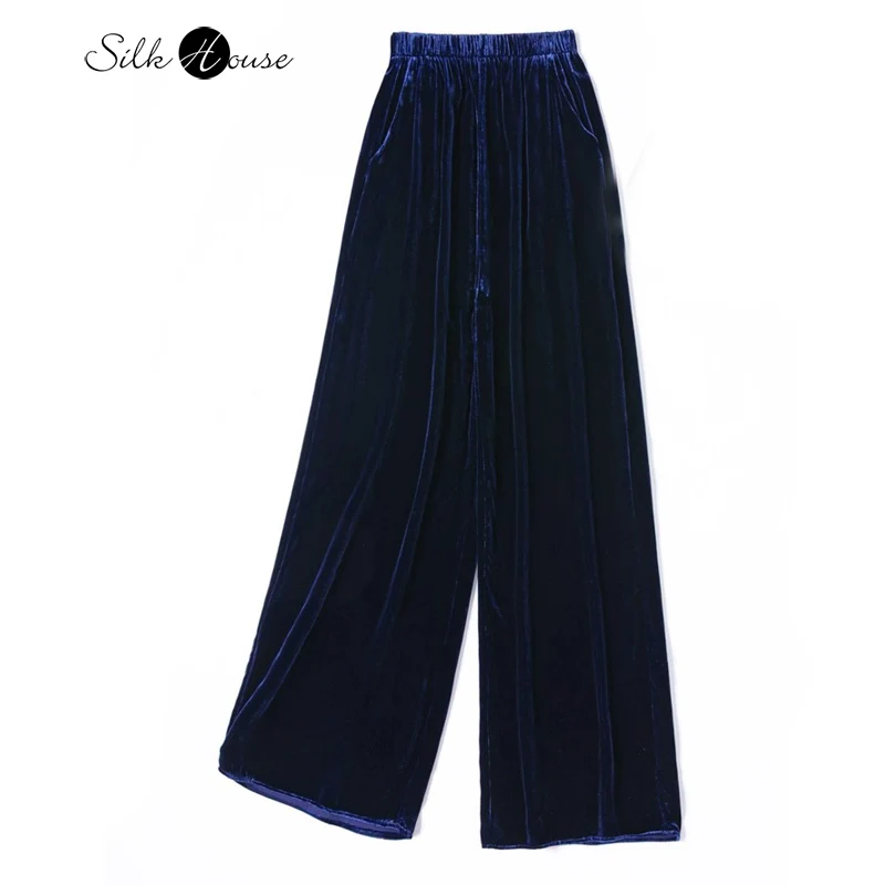 

2025 Women's Fashion Autumn New 30% Natural Mulberry Silk Velvet Skin Friendly Retro Elegant Versatile Casual Straight Pants