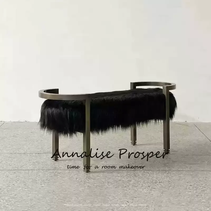 Retro Light Luxury Master Bedroom End Stool Minimalist Shoe Change Bench Creative Living Room Sofa Footrest Ottoman