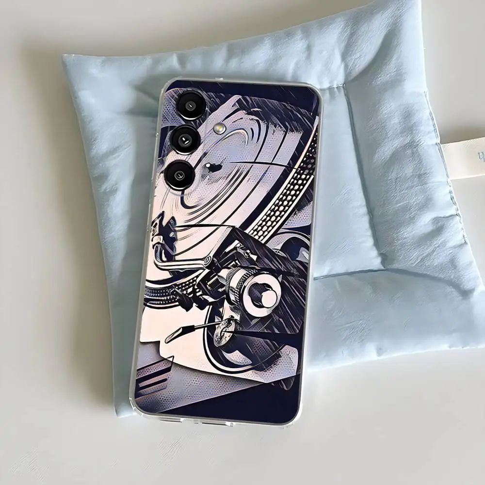 حافظة هاتف موسيقى DJ Mixer لهاتف سامسونج S30,23,21,22,20, FE lite,S10,9,8,7 PIus Note20 Ultra شفافة