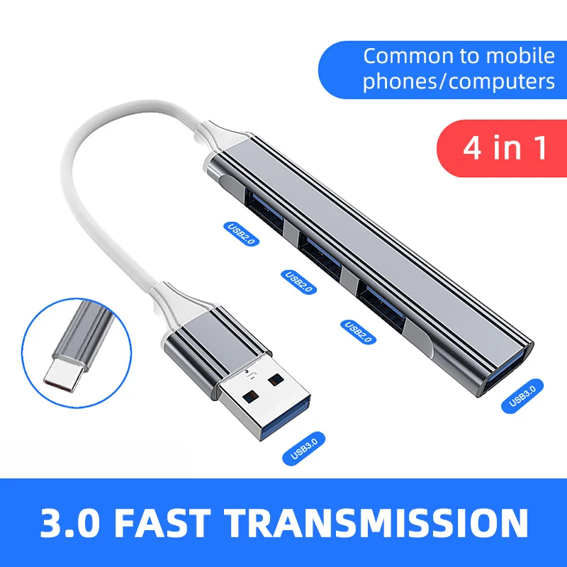 Hub Typec Docking Station Hub per Computer connettore Usb3.0 convertitore Usb da uno a quattro per tastiera Mouse cavo dati disco Usb Laptop