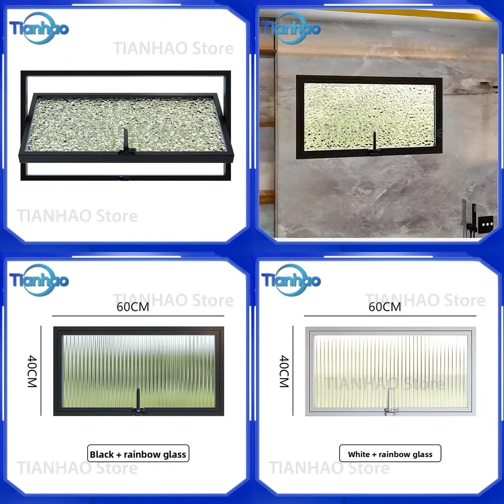Rectangle Dark Guard Lighting Ventilation Window Aluminum Alloy Indoor Small Window with Central Axis Rotation for