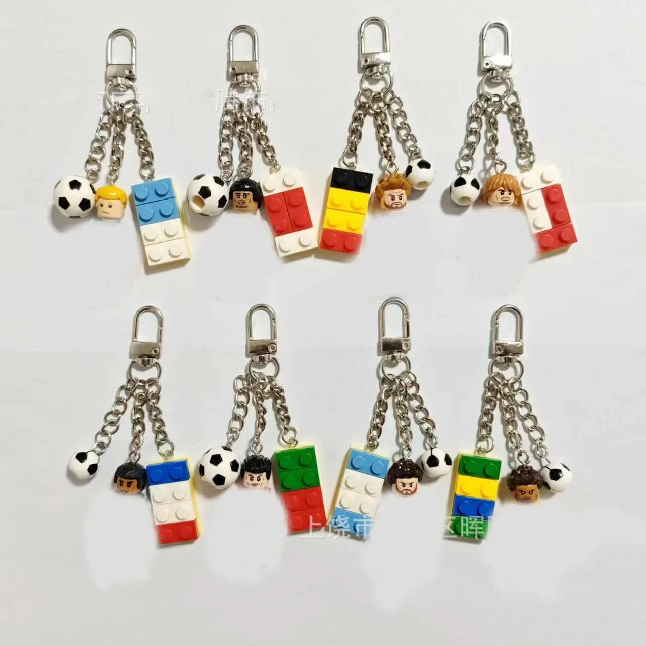 Cartoon Action Figure Building Blocks Keychain Pendant Sports Football Creative Pendant Bag Mobile Pendant Fan Birthday Gift