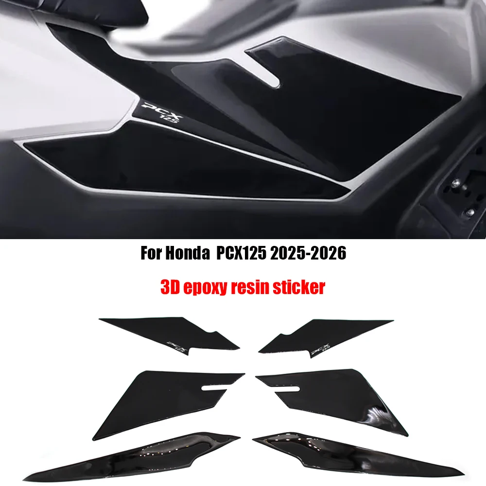 pcx125-新型バイク用サイドフットボード-ブラック-ホンダpcx125用-3dエポキシ樹脂ステッカー保護ステッカーキット-2025-2026