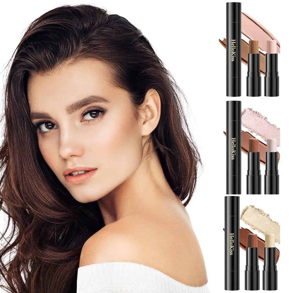 Dupla-cabeçada Face Contour Stick, Brown Bronzer Pen, Sombra, Corretivo, Destaque, Make Smooth Contour, Fundação, U4U3