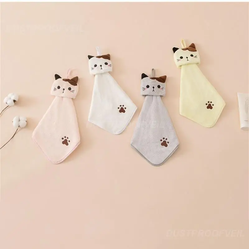 1 ~ 10 Stück Handtuch Kinder saugfähig hängende Katze bestickt Handtuch Home Decoration Korallen Fleece Bad liefert Badet uch