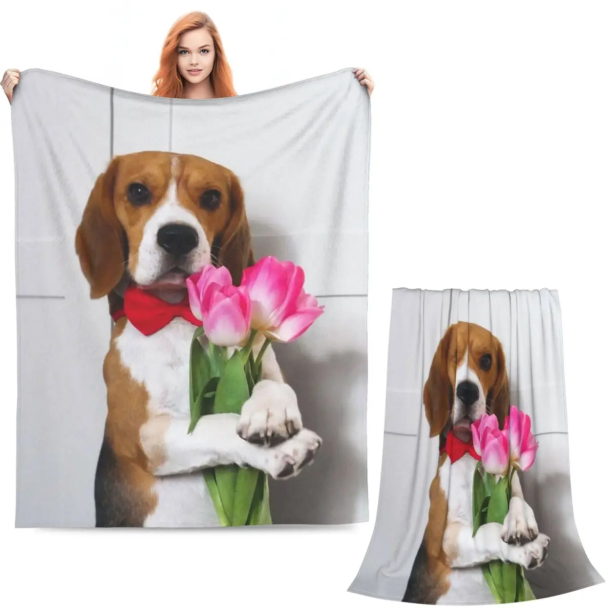 Funny Beagle Dog Design Blankets Soft Warm Flannel Throw Blanket Plush for Bed Living room Picnic Travel Home Sofa