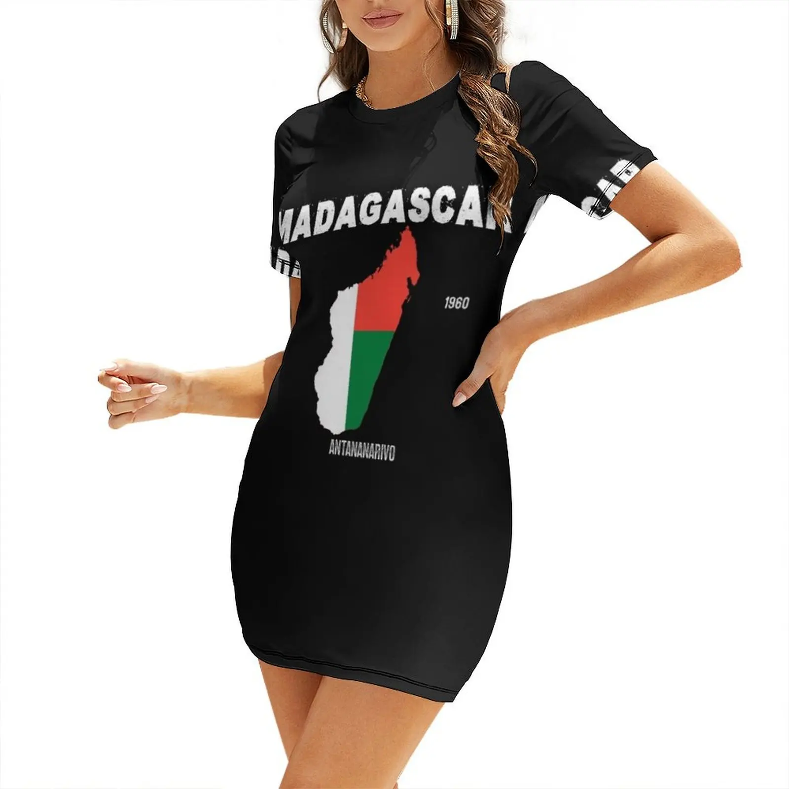 

Madagascar Flag, Madagascar Map, Malagasy National Flag Short-Sleeved Dress women's summer dresses 2025 summer dress Dress