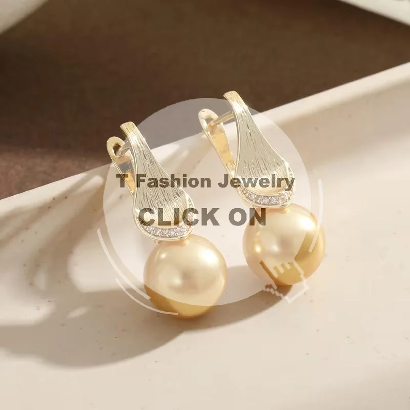 Rhinestone Decor Brushed Gold Hoop Earrings Vintage Simulated Pearl Elegant Ear Jewelry for Wedding Guest Wear