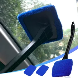 Herramienta de lavado de limpieza automática con mango largo, Kit de lavado de ventanas de coche, limpiaparabrisas de microfibra, cepillo de limpieza