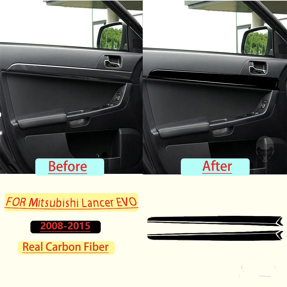 Real Carbon Fiber For Mitsubishi Lancer EVO 2008-2015 Car Door Interior Panel Trim Customizable Sticker Interior Accessories