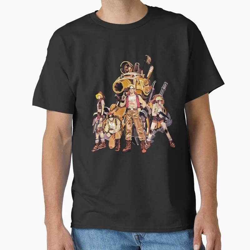 Metal Slug Game T Shirt 1027 Vintage Arcade Graphic Tee Retro Military Action Shooter printed Short Sleeve Casual Streetwear