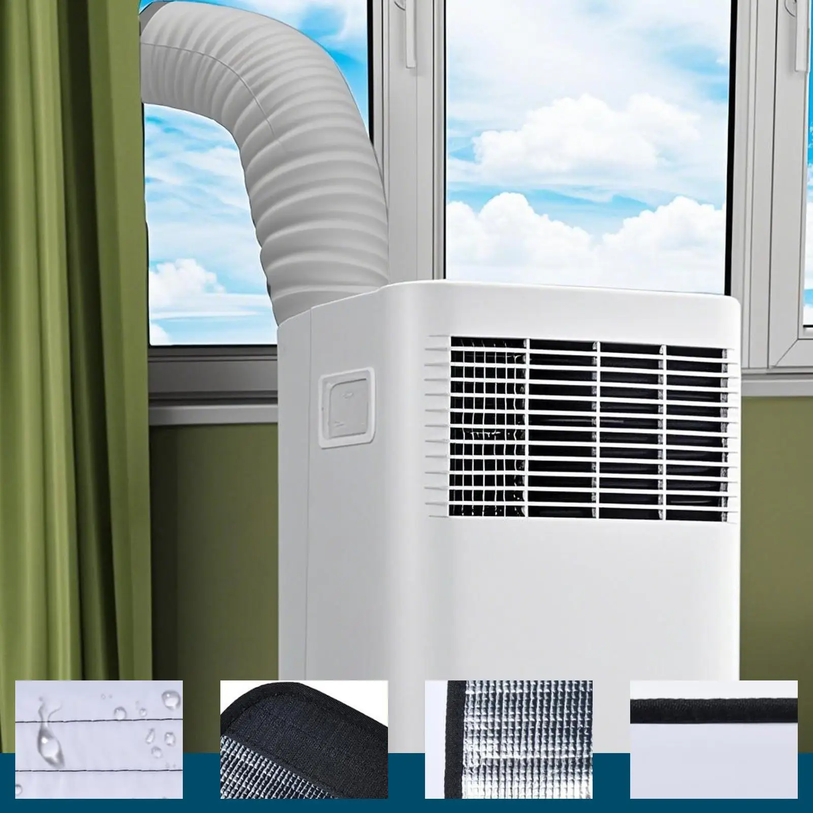 ポータブル AC ホース絶縁スリーブ防塵調整可能なエアコンホースカバーラップ直径排気ホースに適合