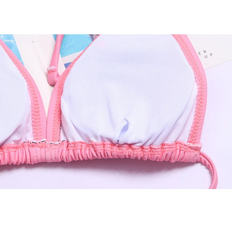 Bikini de 2 piezas para mujer, traje de baño Sexy con lazo de triángulo de Ángel para playa