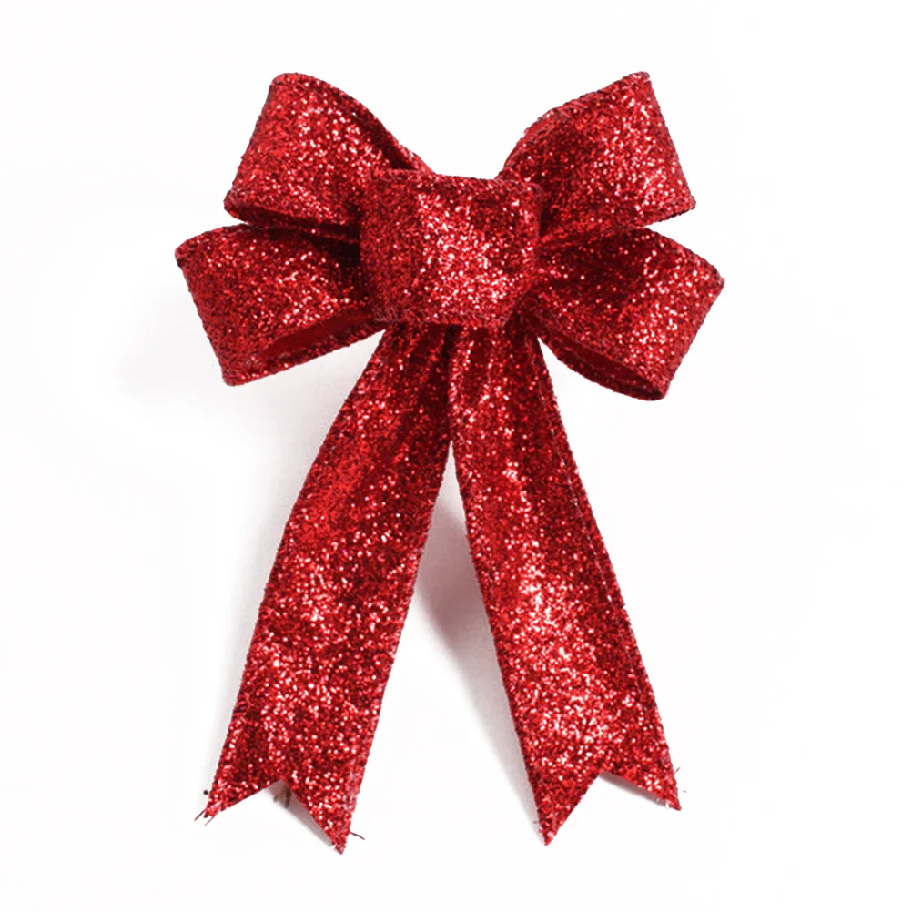 

Red Gold Glitter Artificial Christmas Bowknot Decoration for Christmas Tree Hanging Ornament Xmas Tree Wreath Holiday Party