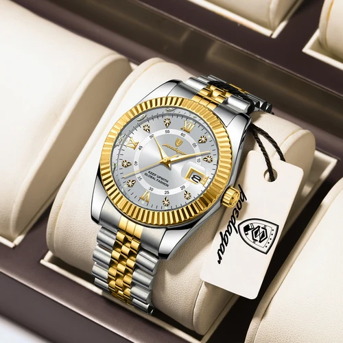 Imagen 2 del producto Reloj de pulsera POEDAGAR de lujo para hombre, reloj de pulsera resistente al agua con fecha luminosa, reloj militar para hombre, relojes de cuarzo de moda de acero inoxidable para hombre