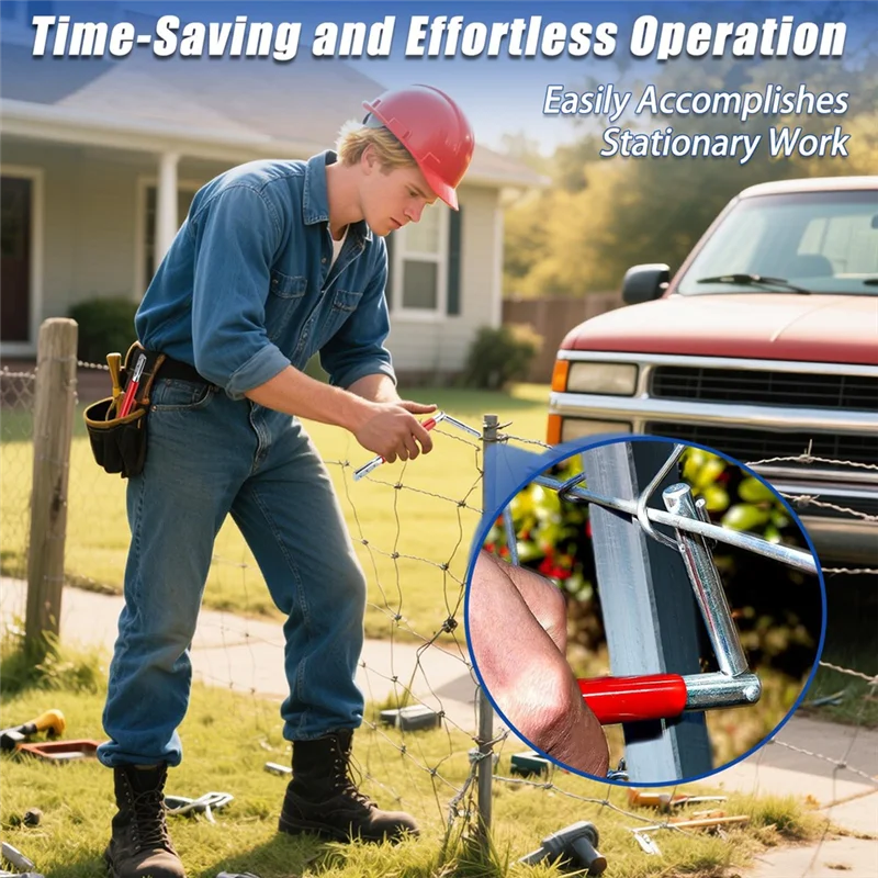 أداة مشابك ABDJ-T-Post، مشبك تثبيت سياج وأداة ثني الأسلاك الفولاذية T-Post المحمولة، بندر متعدد الوظائف