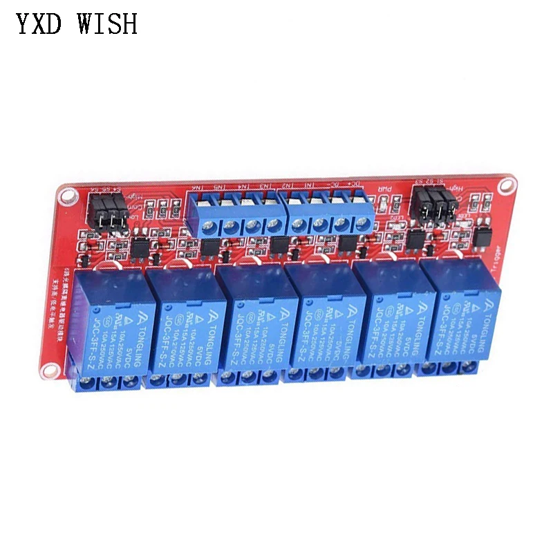 6 Channel Relay Module 5V 12V 24V High and Low Level Trigger Relay Control With Optocoupler 6 Way Relays DC 5 V 12 V 24 V Volt