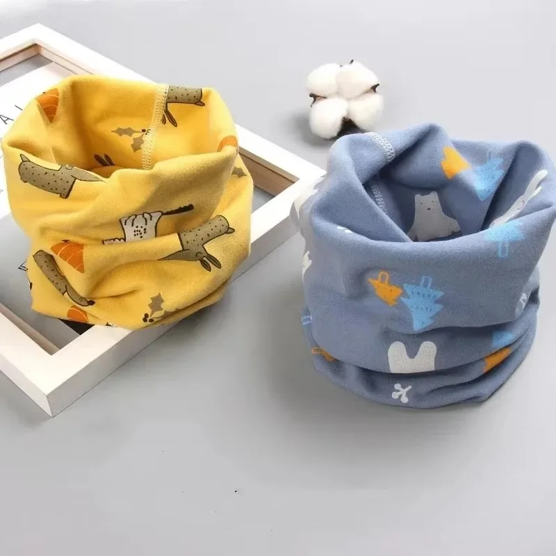 1-2pcs Windproof Kid Scarf Spring Winter Boys Girls Neck Warm Foulard Scarves Muffler Outdoor Scarf Ear Cap Infant Necker
