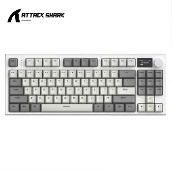 Attack Shark K86 RGB 3 가지 모드 기계식 키보드, 핫 스왑, 금속 노브, TFT 스크린, 블루투스, 무선, 매크로 게임용 키보드 