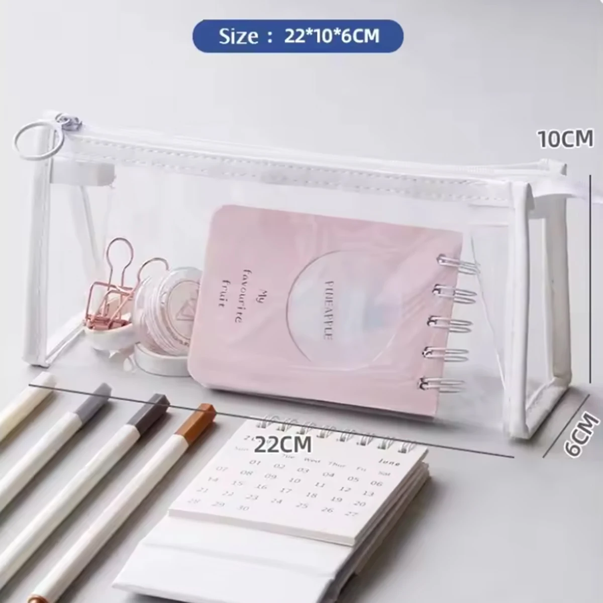 Transparent Pencil Case Large Capacity Simple Pen Bag Kawaii Cosmetic Bag School Study Stationery Office Supplies