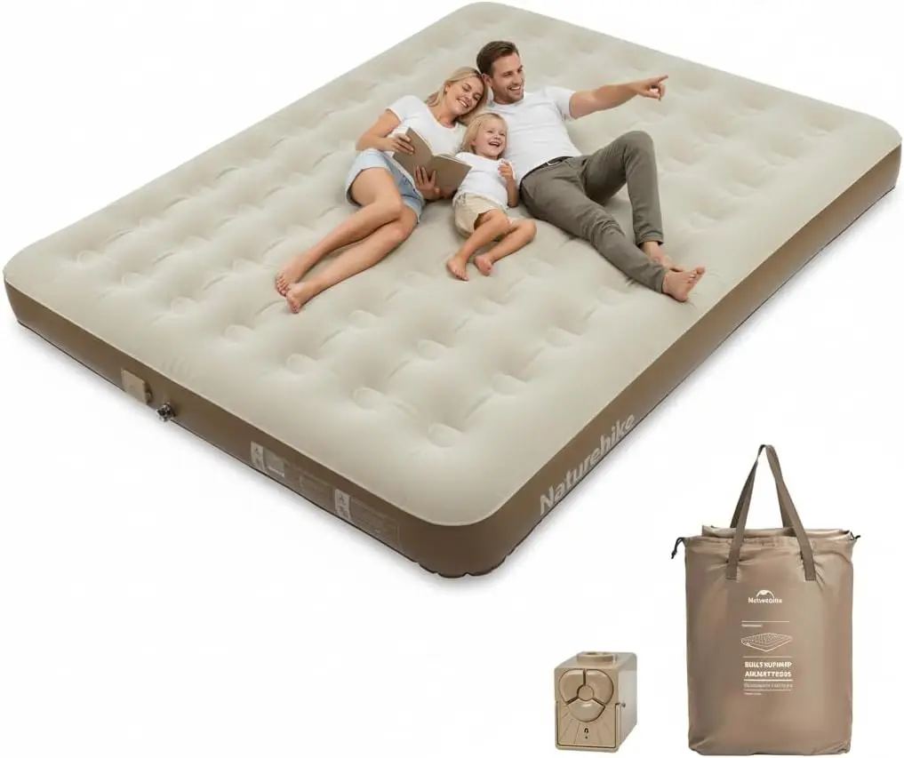 

Rechargeable Built-in Pump California King Air Mattress, Inflatable Blow Up Bed, Portable Air Bed for Home, Camping, Guest Use
