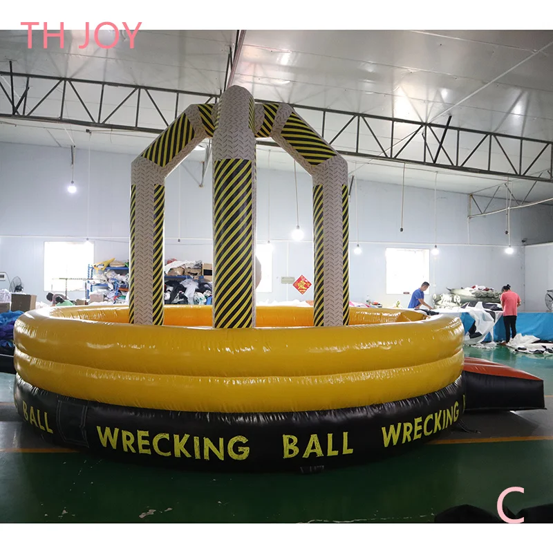 snel luchtschip tot deur, 5m 17ft dia Uitdaging opblaasbare games Zone Wrecking Ball carnaval spel, opblaasbaar wipeout spel te koop