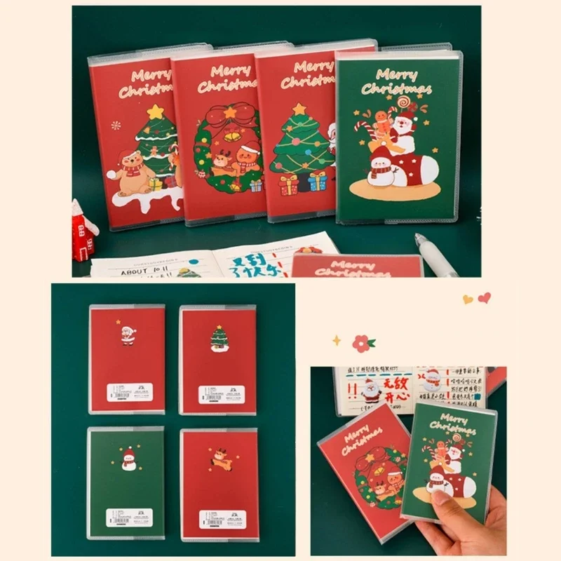 

4Pcs Pocket Notebook Christmas Holiday Themed Notebooks for Student Adult Small Notepads Journal 128Pages Lined Paper F19E