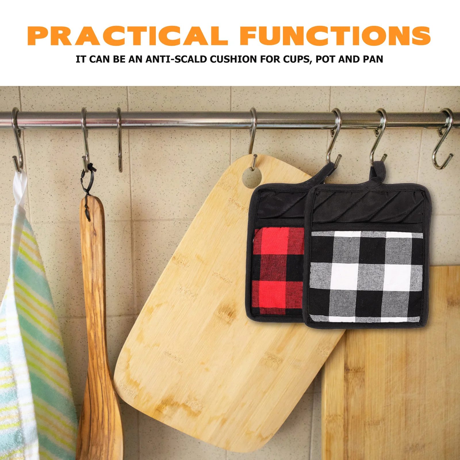 

2Pcs Cloth Heat Resistant Pot Mats Anti-Slip Kitchen Table Protectors Oven Pot Holders Multifuntional Insulated Hot Dish Mat