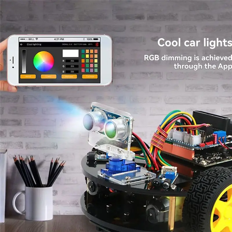 AC57-RUS-04 Ultrasonic Distance Sensor Module For Robotics And Obstacle Avoidance With RGB Light 3-5.5V Power Range RUS-04