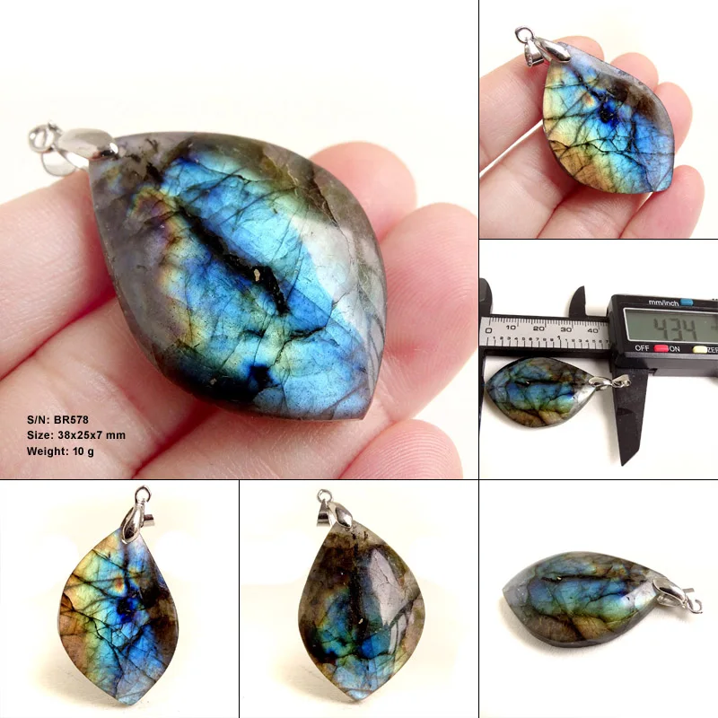 Stone Craft Natural Labradorite Raw Stone Polishing Geometric Shape Crystal Labradorite Pendent Exquisite Natural Training Stone