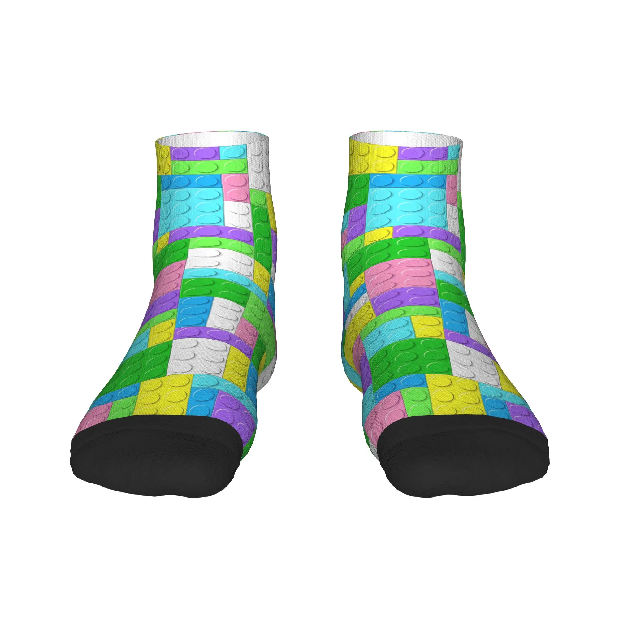 Men Casual Socks Rainbow Building Blocks Print Anti Sweat Quality Sock Summer  Modern Graphic Outdoor Socks