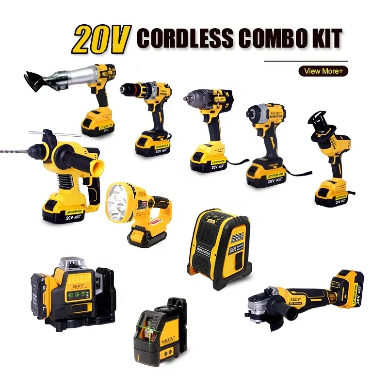 21V Battery Brushless Cordless Multi Tools Power Tools Electric Drill Combo Kit Wrenches Tool Set New