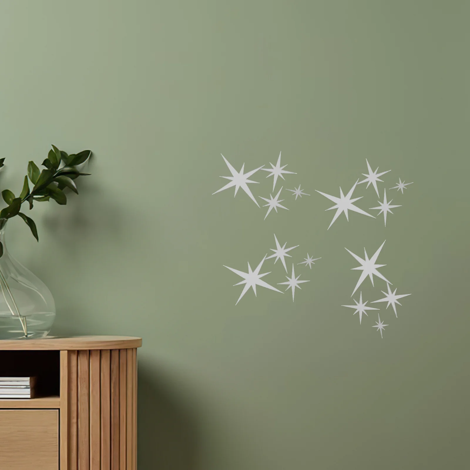 

61Pcs Acrylic Star Mirror Wall Decals Silver Stickers Kids Room Nursery Party Decor Easy Installation Stickers Stars