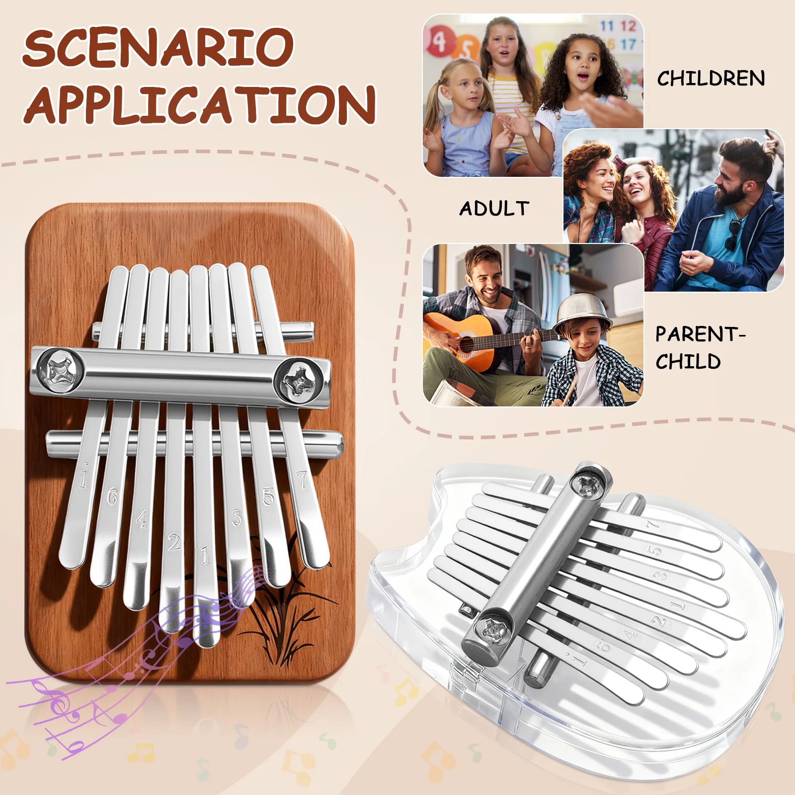 2 conjuntos de piano portátil com 8 teclas, faça você mesmo, kalimba, design de madeira inacabada, uso suave e seguro, ideal para acampamento ao ar livre, viagens, iniciantes