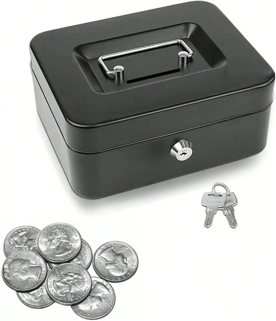 2026 Newest Upgraded Lockable Money Box Small - Piggy Bank - Coin Slot Mini Portable Coin Box. Easily Store Coins Without Opening The Box. The Lockable Cash Box Features A Personal Lock With Two Keys To Keep Your Valuables Secure. It's Ideal For Learning