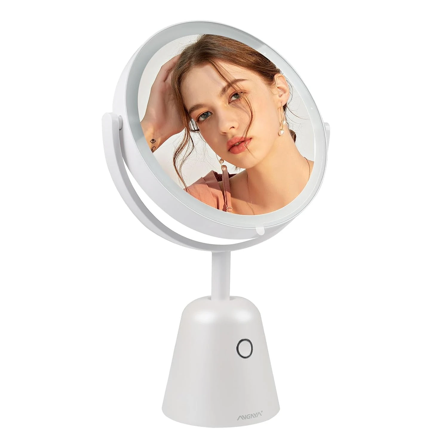 Adjustable Rechargeable 10X Magnification Lighted Vanity Mirror with LED Lighting, Dimmable Brightness and 3 Colors, 360° Rotat