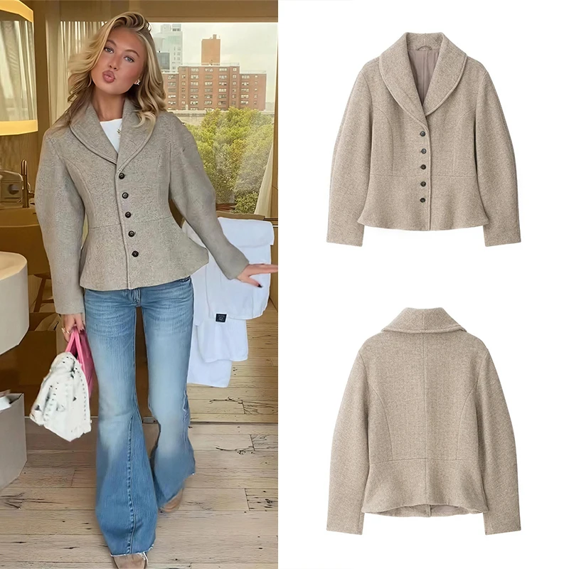 Guobioziy Women's Slim-Fit Suede Nine-Point Skirt-Style Jacket 2026 Spring-Autumn New European Casual Fashion Commuter Street