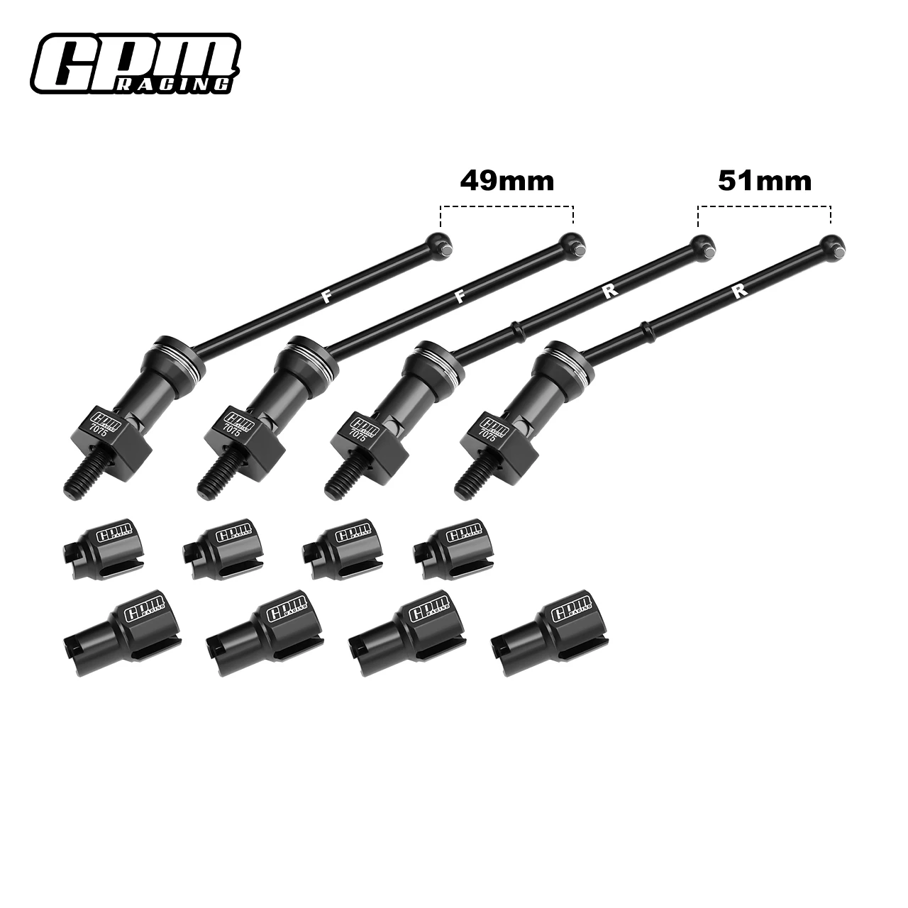 GPM 4140 stalen CVD-aandrijfas-set, dikke pen, 2 mm, voor ARRMA 1/18 Granite Grom, 1/14 Typhon Grom, 1/16 Quake Grom.