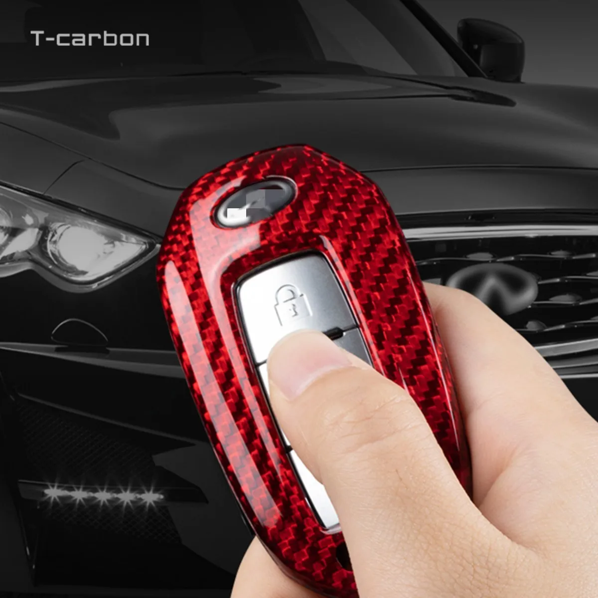 T-carbon Carbon Fiber Car Key Cover For New Infinity Q50 Q60 QX50 QX55 QX60 Key Case Fob Shell Interior Accessories view 4