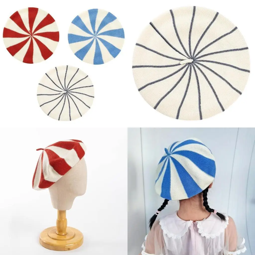 

652F Lovely Stylish Cabbie Hat Children Headpiece Knit Children Vintage Cabbie Caps Unisex Headwear for Daily Wear