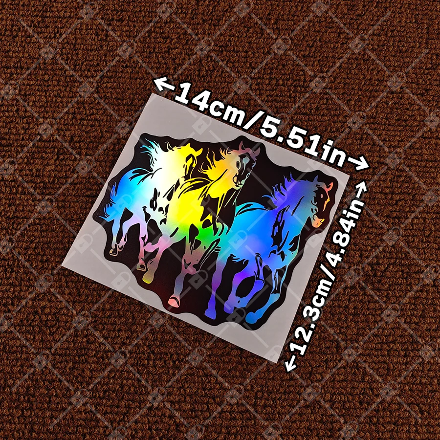 1 piece of laser laser black and white horse running sticker - vinyl waterproof sticker - exquisite - car sticker