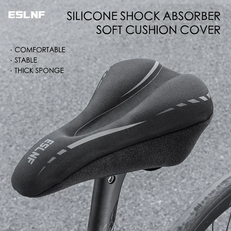 ESLNF Mountain Bike Saddle Cover with Thickened Silicone Shock Absorption Soft Seat Pad for Road Bikes