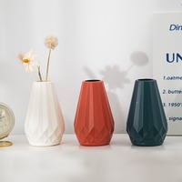 New Plastic Flower Vase Diamond Shaped Imitation Ceramic Flower Pot Modern Nordic Style Flower Arrangement Living Room