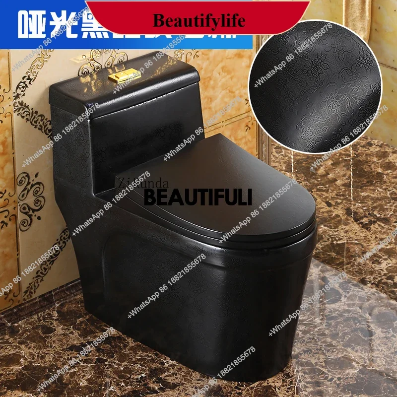 ab01  European matte black pattern flush toilet, household super swirl deodorant ceramic color personalized toilet