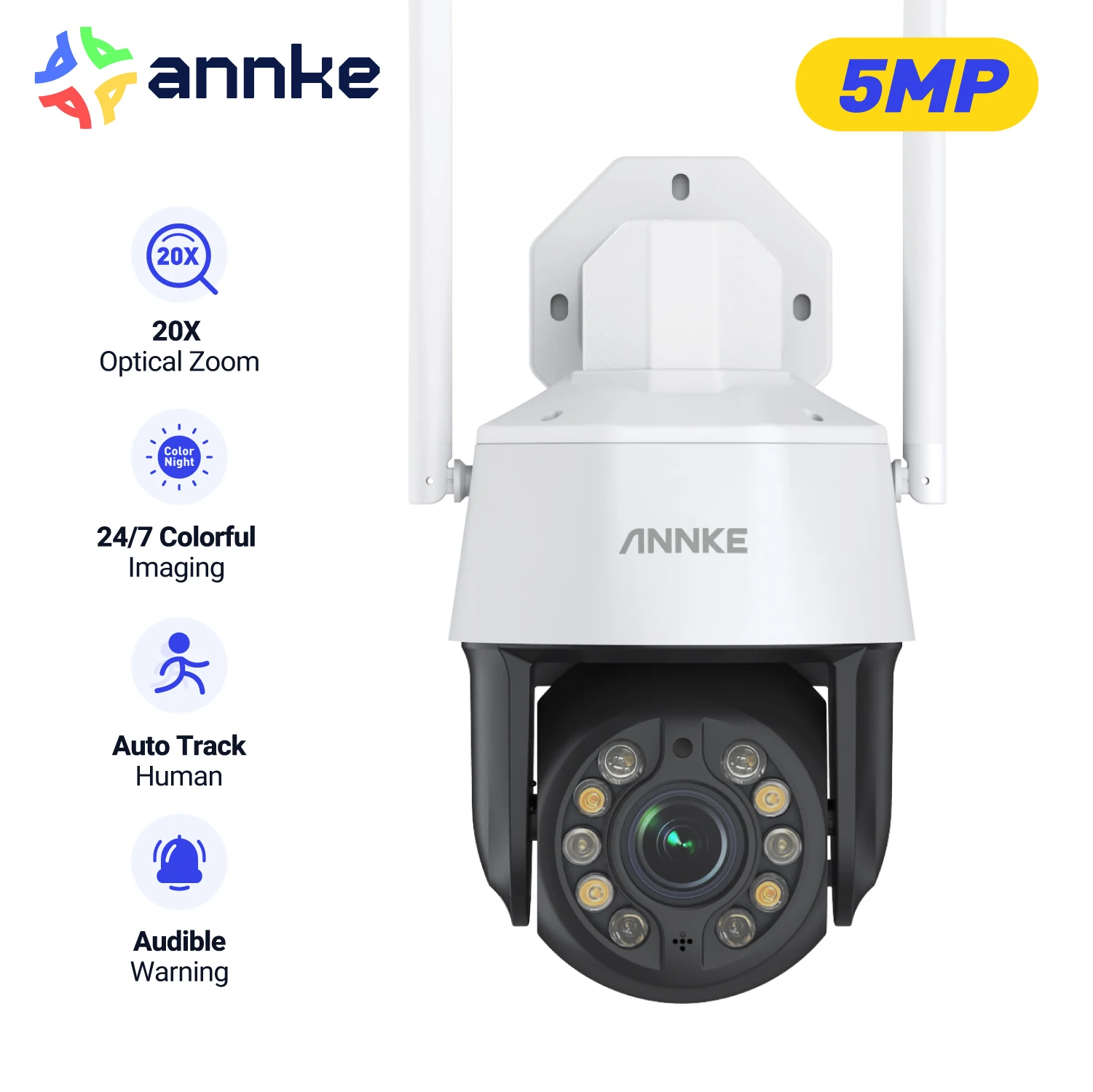 ANNKE 5MP PTZ Wifi Survalance Camera IP 20X Optical Zoom Video CCTV Security Protection Outdoor Automatic Tracking Two Way Audio