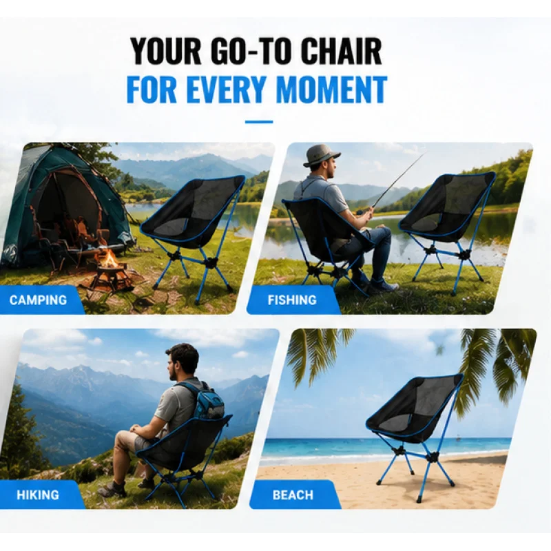 Portable Detachable Foldable Camping Chair, Ultralight Frame & Extended Seat Design for Outdoor BBQ Fishing Trips - view 6