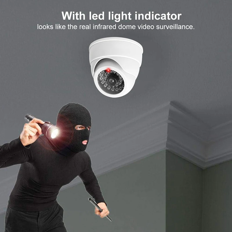 Fausse caméra de sécurité pour bureau et maison, simulation de conque, lumière LED clignotante rouge, surveillance, sécurité