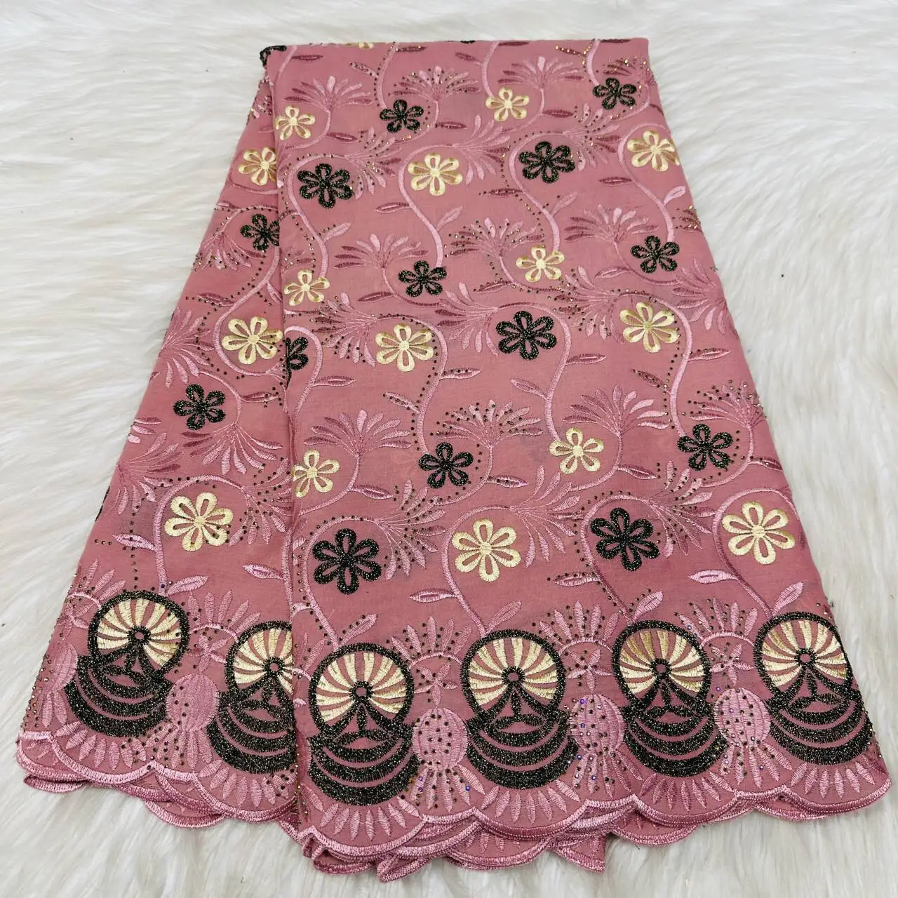 

Latest African Cotton Dry Lace Fabric 5Yards Swiss Voile Lace With Stones For Nigerian Sewing Wedding Party 31A02